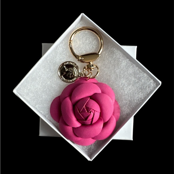 Accessories - Camellia Pink Leather Keychain/Bag Charm NEW